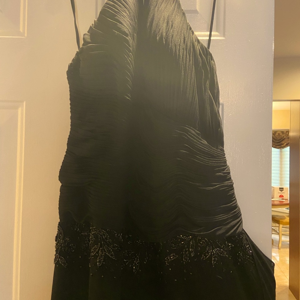 Black chiffon beaded jumpsuit
